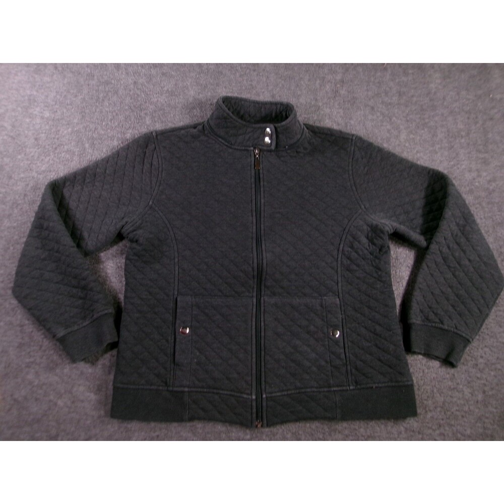 Style Co Jacket Women Large Gray Quilted Zip Front Stand Collar Casual Sport